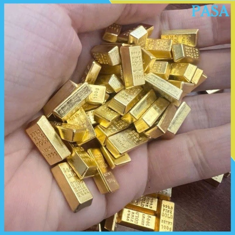 Combo 2 Thỏi Vàng Mini Dài 1.2Cm Chất Liệu Hợp Kim Trang Trí Tài Lộc