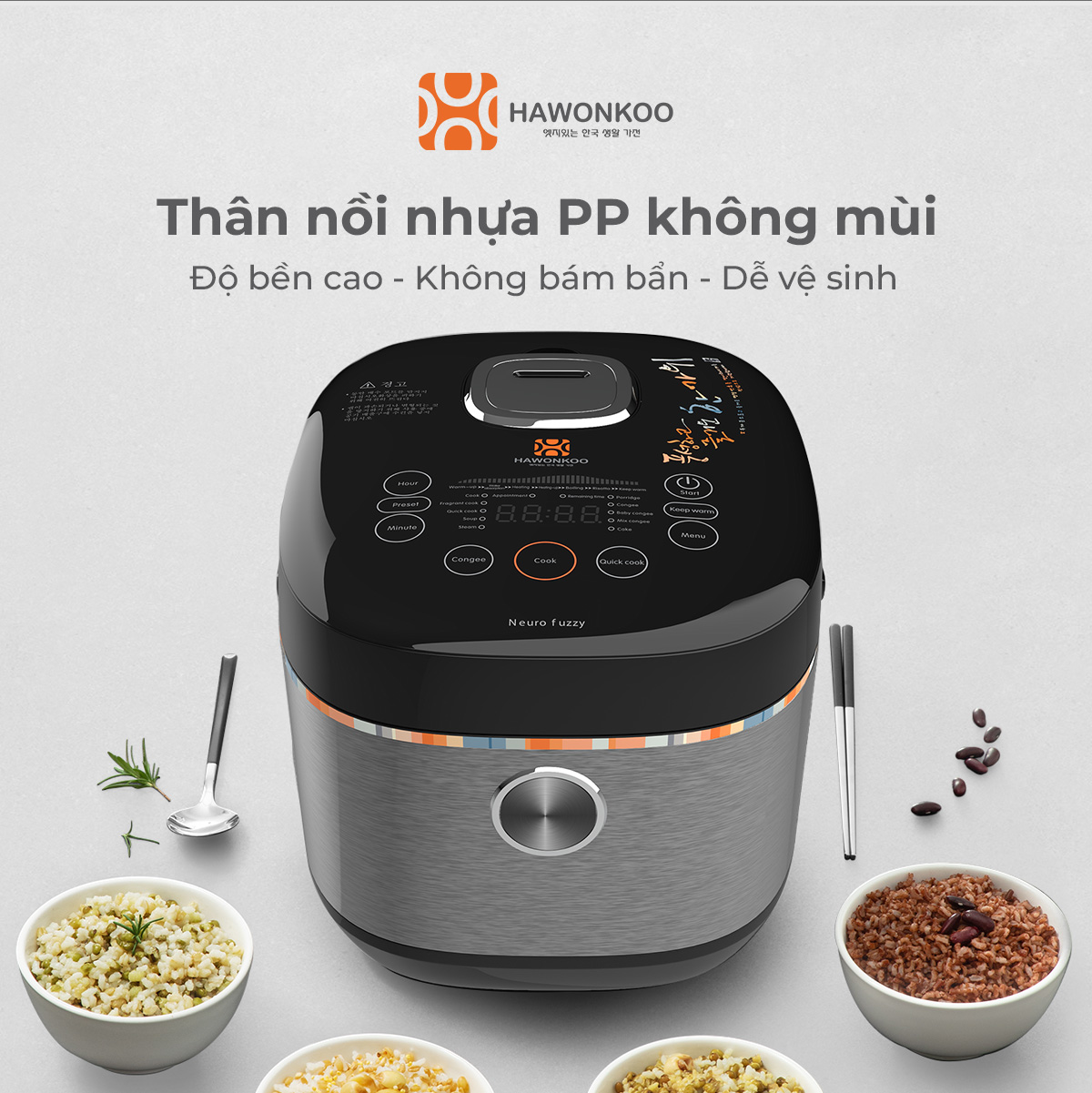 Nồi Cơm Điện Tử HAWONKOO RCH-180 1,8 Lit Nấu Cơm Ngon Hàng Chính Hãng Bảo Hành 12 Tháng - Thương Hiệu Hàn Quốc
