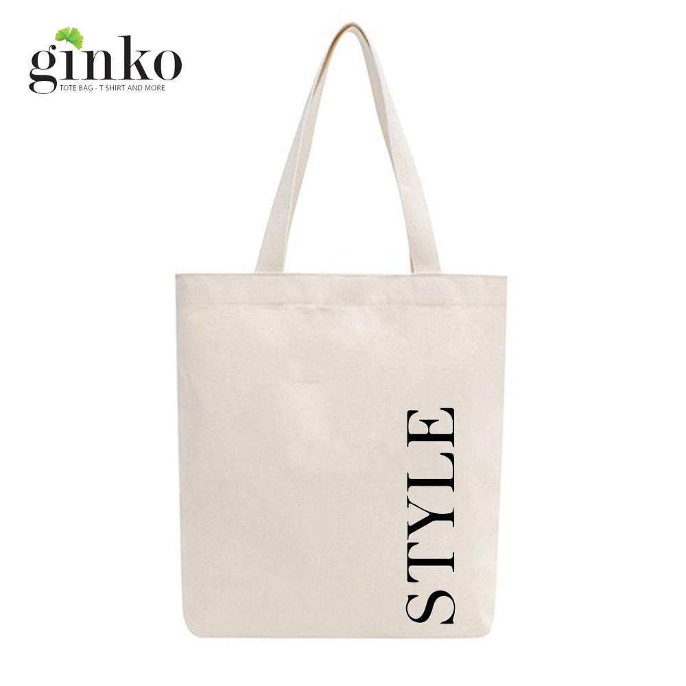 Túi Tote Vải Mộc GINKO Basic có dây kéo khóa miệng túi đựng vừa laptop 14 inch và nhiều đồ dùng khác In Quote