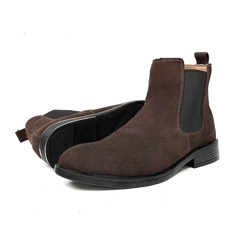 Giày chelsea boot nam da bò thật TEFOSS HN601 nâu da lộn mũi tròn cá tính, bụi bặm size 38-44