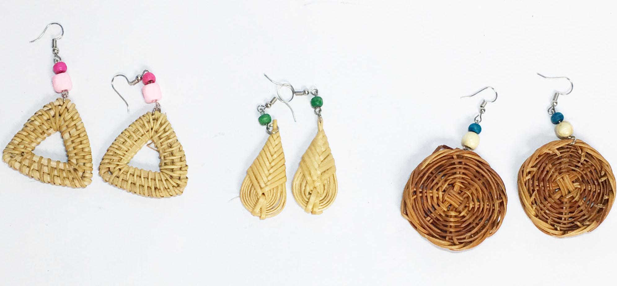 Combo 3 Bông tai mây tre đan handmade với 3 mẫu khác nhau