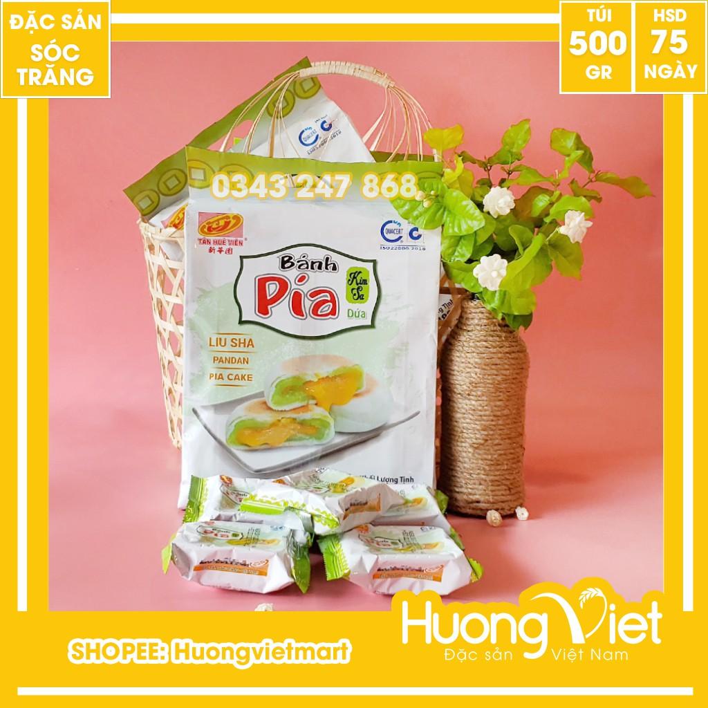 Bánh pía kim sa Tân Huê Viên đậu xanh lá dứa tan chảy 500g, bánh pía không sầu riêng trứng chảy