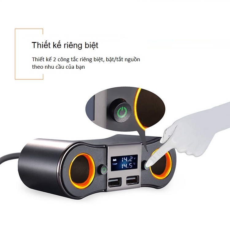 Bộ chia tẩu sạc đa năng trên ô tô