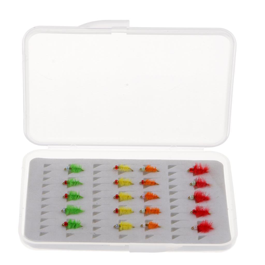 20pcs/Box Trout Fly Fishing Flies Dry Simulation Insects Nymph Flies 4 Colors