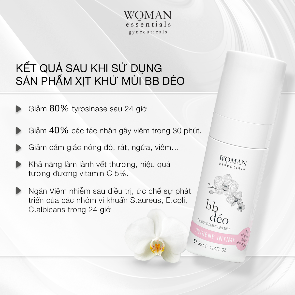 Xịt khử mùi và cân bằng lợi khuẩn vùng v-zone Woman Essentials BB Déo Probitic Detox Deo Mist 35ml