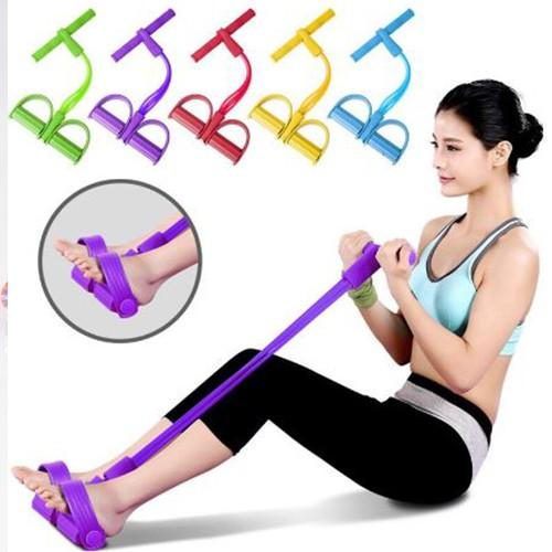 Dây Kéo Đàn Hồi 4 Ống Cao Su Yoga, Bàn Đạp Chân Dụng Cụ Tập GYM Thể Dục Chính Hãng SPORTY YGW13