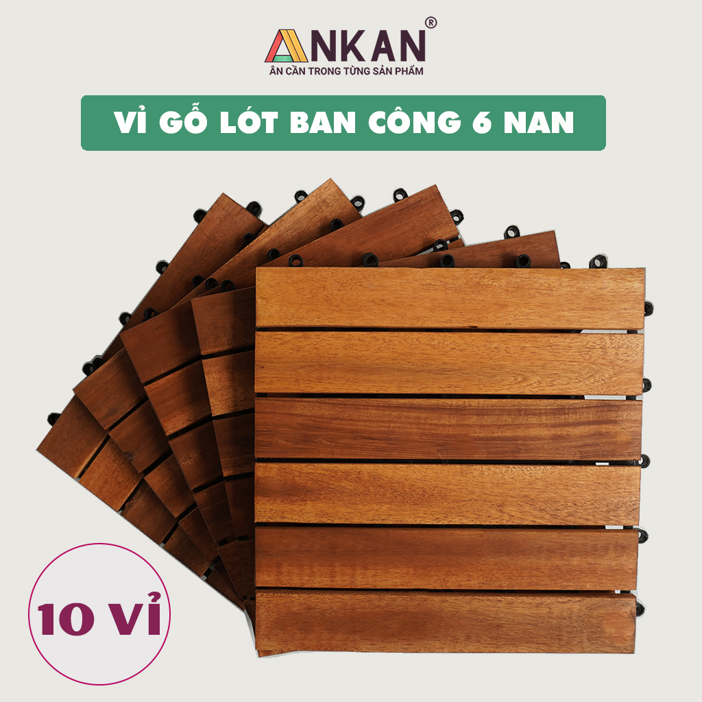 Vỉ Gỗ Lót Sàn Ban Công Thương Hiệu ANKAN Màu Vàng Nắng Loại 6 Nan, Sàn Gỗ Lót Ban Công, Sân Vườn, Hồ Bơi, Phòng Spa, Siêu Bền, Chịu Nước Tốt, Chống Trơn Trượt, Tiêu Chuẩn Xuất Khẩu