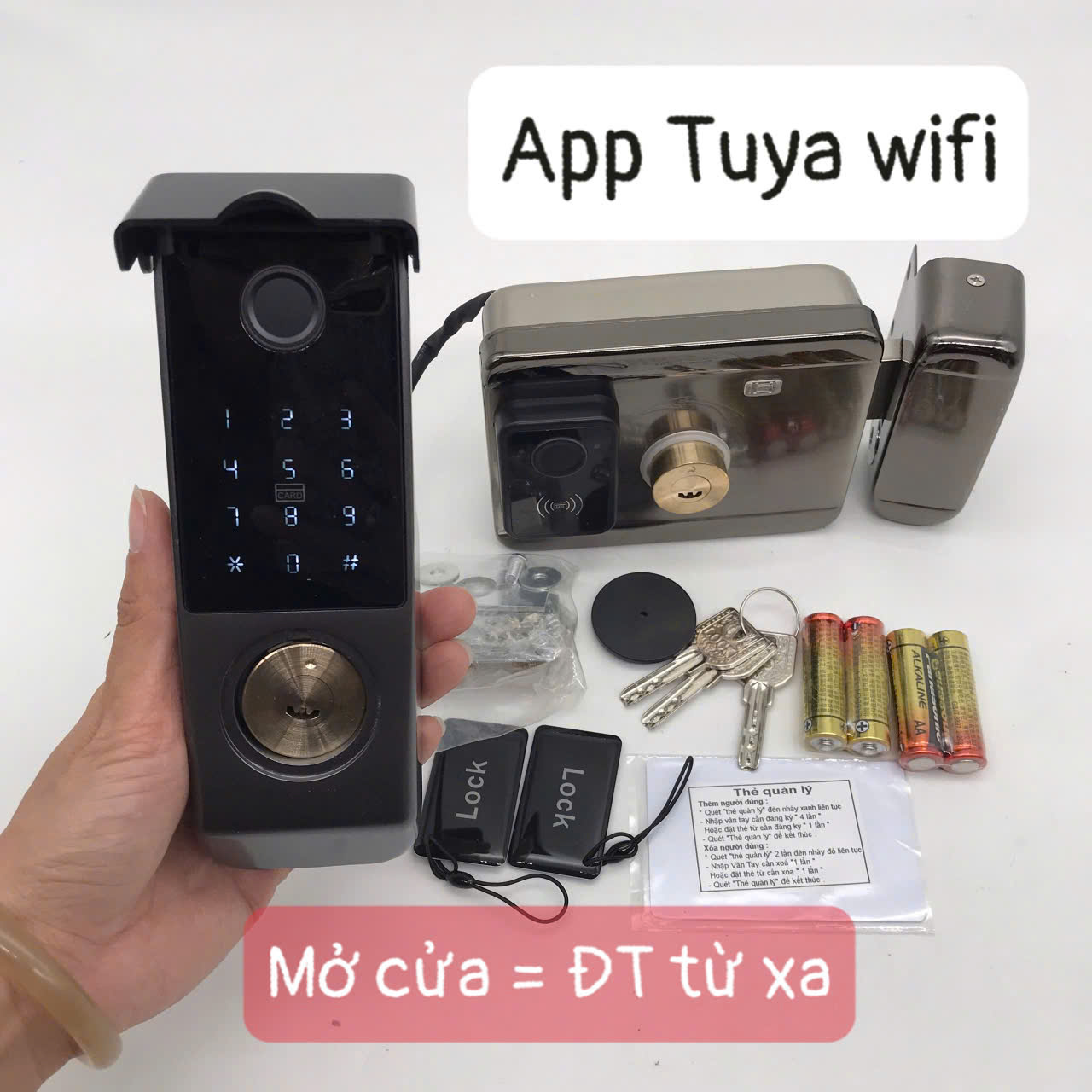 Khóa cửa thông minh chống nước G04W.2M - 2 Mặt vân tay trong ngoài + APP Tuya Wifi mở cửa từ xa ( Hàng nhập khẩu)