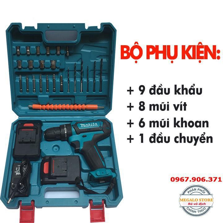 Máy Khoan Pin Bắt Vít Makita 24V 24 Phụ Kiện, Loại Có Búa