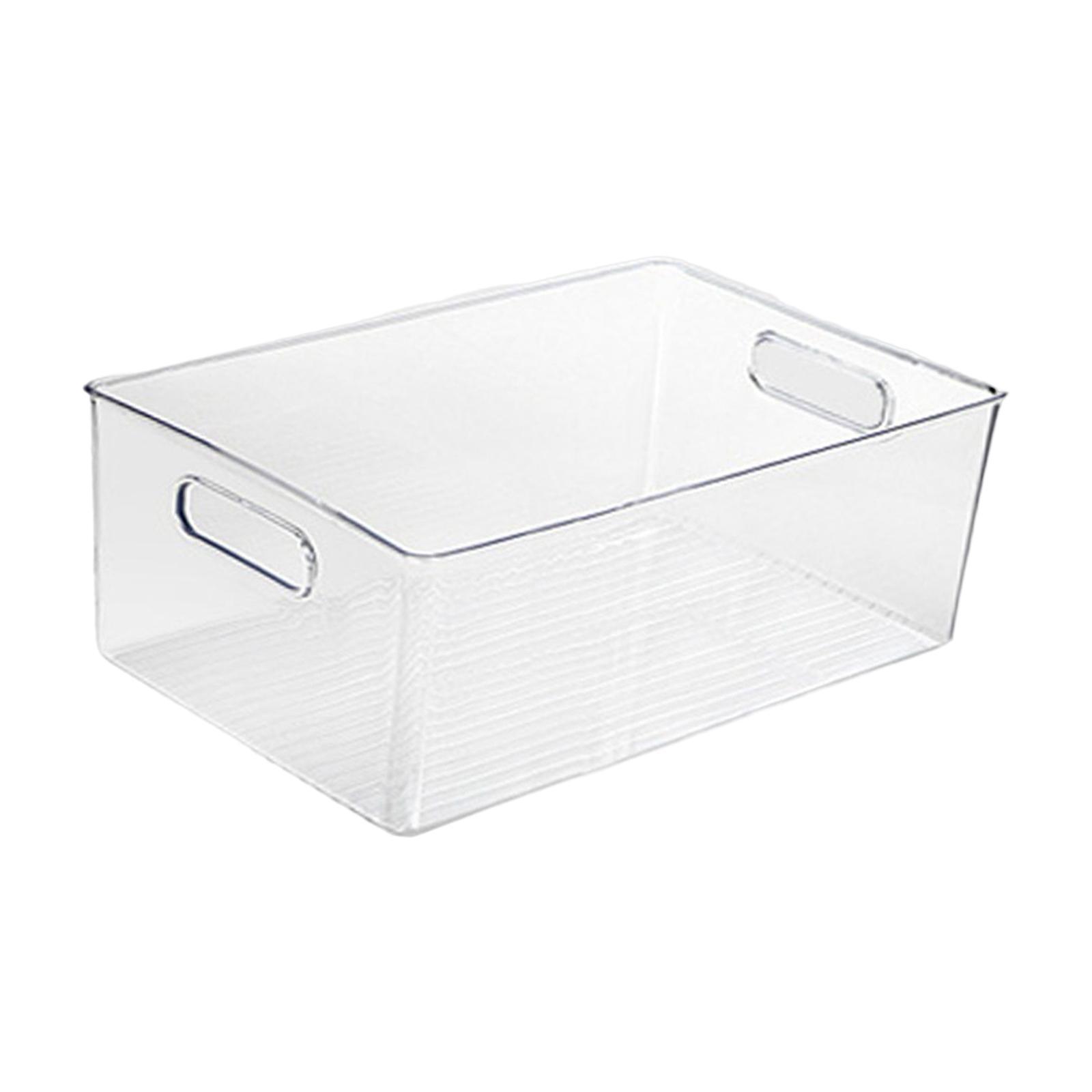 2x Transparent Storage Organizer Bin with Handle for Kitchen