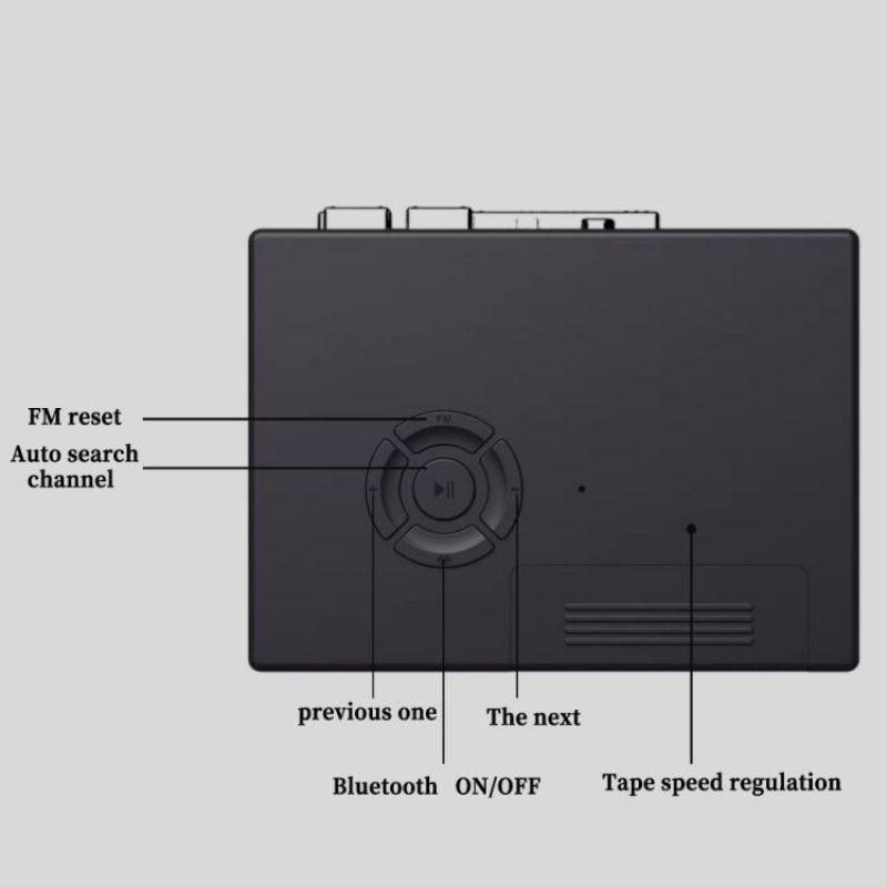 Ngoài trời Phong cách Retro hoài cổ Loa di động Bluetooth không dây Máy nghe nhạc Đài FM Máy nghe nhạc băng cassette có độ trung thực cao Caixa De Som Màu sắc: Đen