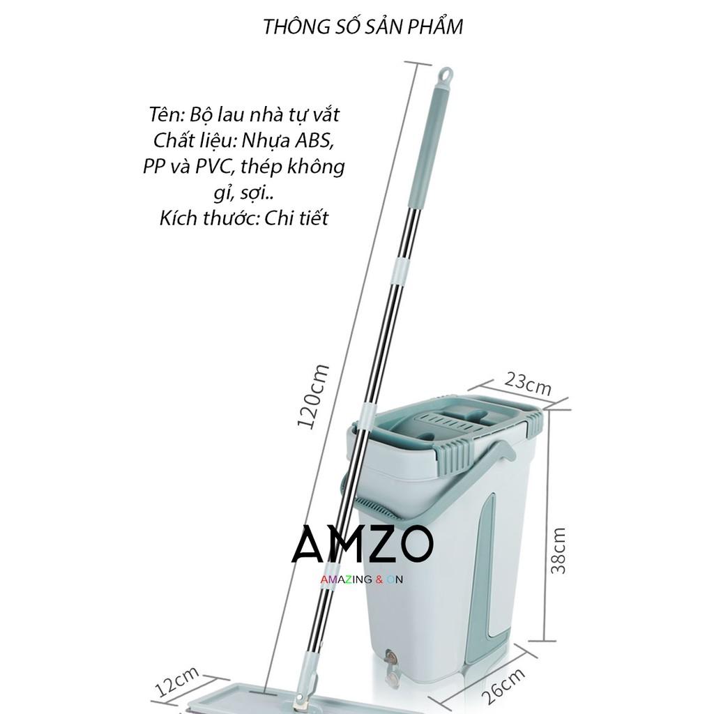 Bộ lau nhà 360 độ cao cấp tự vắt phẳng chữ nhật thế hệ mới - 02