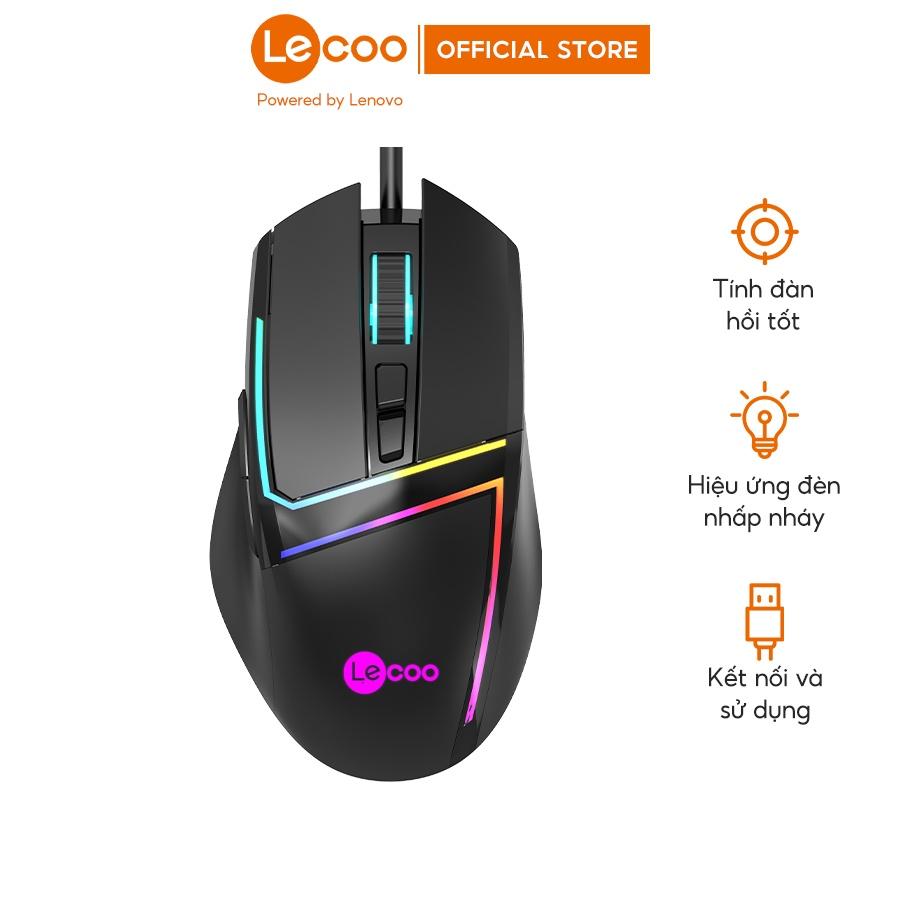 Chuột game có dây Lecoo MS106 - có LED RGB tuỳ chỉnh, 6 nút điều khiển - BH 24 tháng, Hàng nhập khẩu