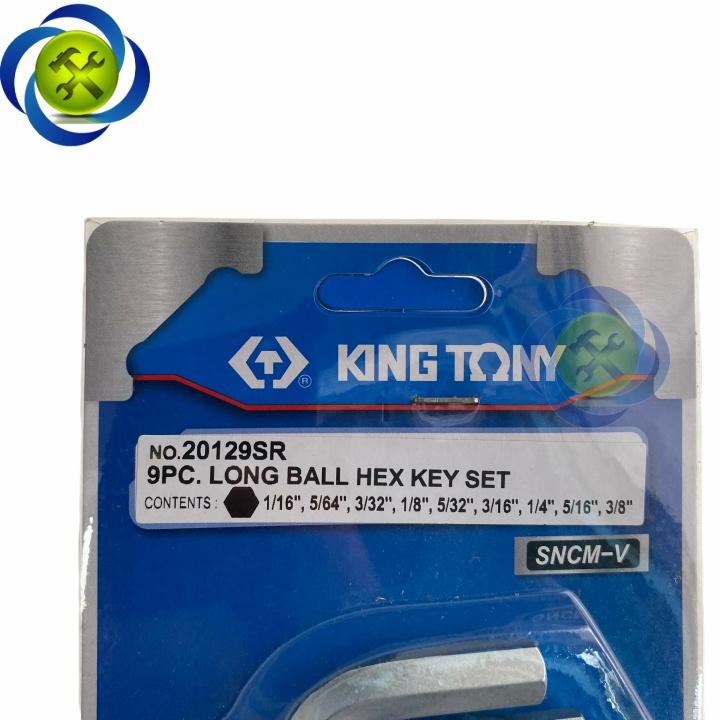 Bộ lục giác đầu bi hệ inch Kingtony 20129SR 9 cây (1/16 - 5/64)