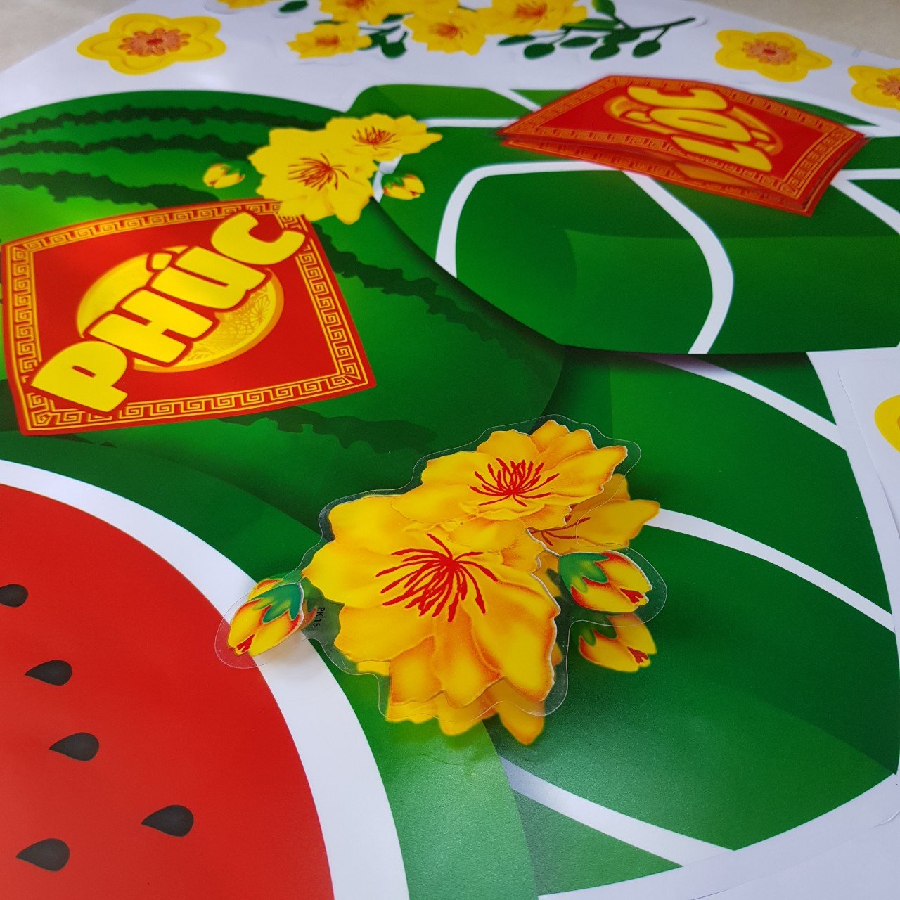 DECAL TRANG TRÍ HỌA TIẾT NỔI 3D HÌNH TRÁI DƯA HẤU