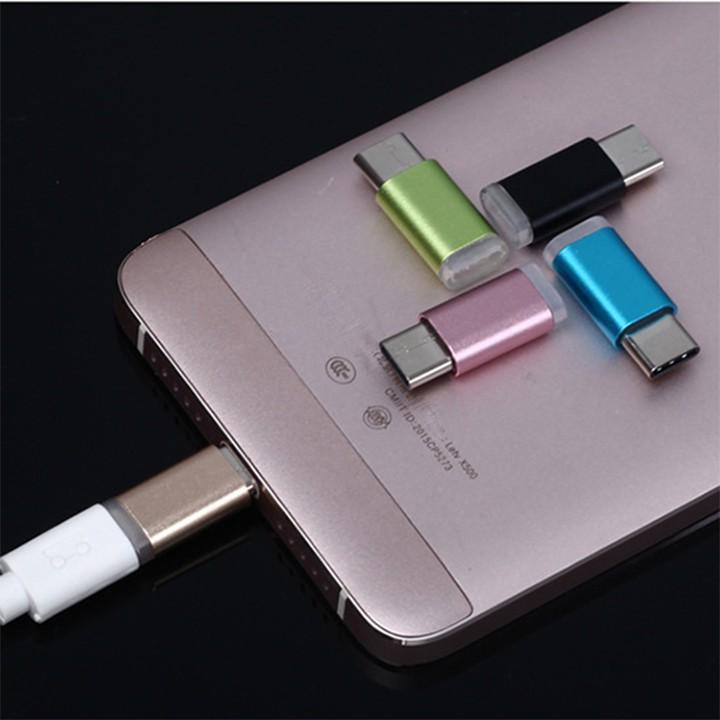 Đầu chuyển đổi micro USB Sang type C kim loại cao cấp có đệm lót cao cấp – jack chuyển type C Nhiều màu