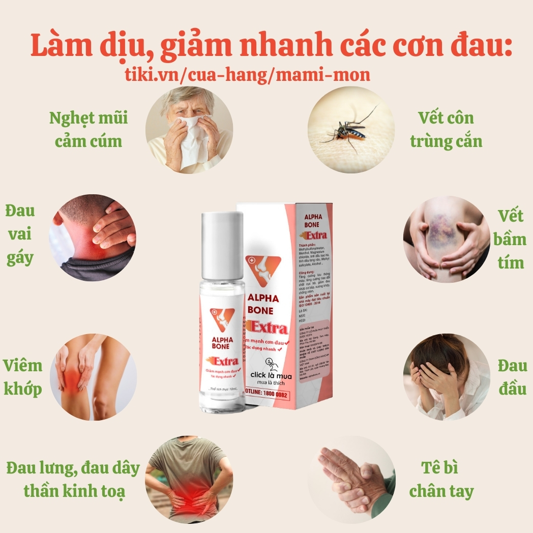 Dầu nóng xoa bóp, cao xoa bóp xương khớp Alpha Bone Extra, dầu lăn massage cổ vai gáy, thoát vị đĩa đệm 10ml