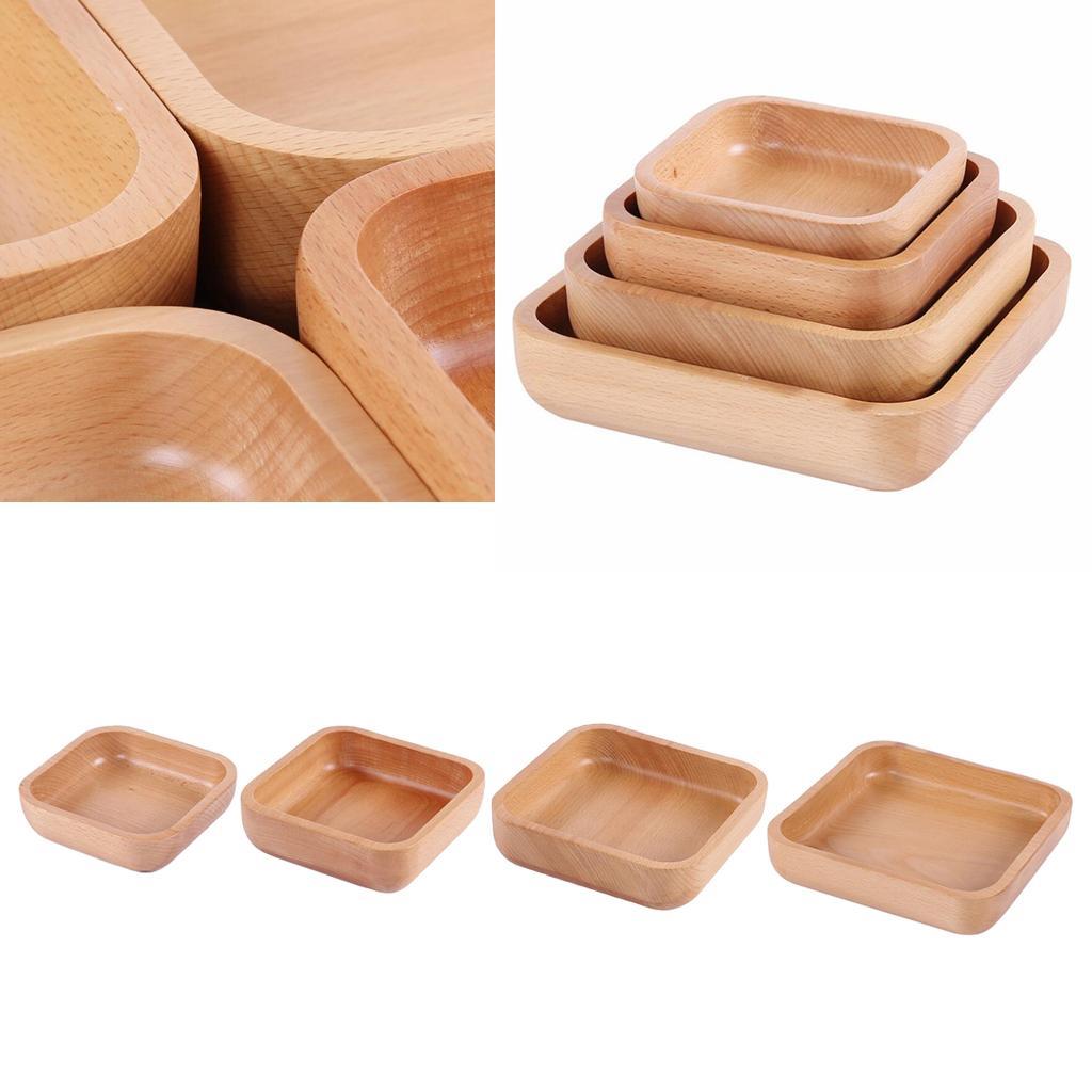 Square Wooden Refreshment Salad Bowl With Rice Noodles Fruit Plate - Light