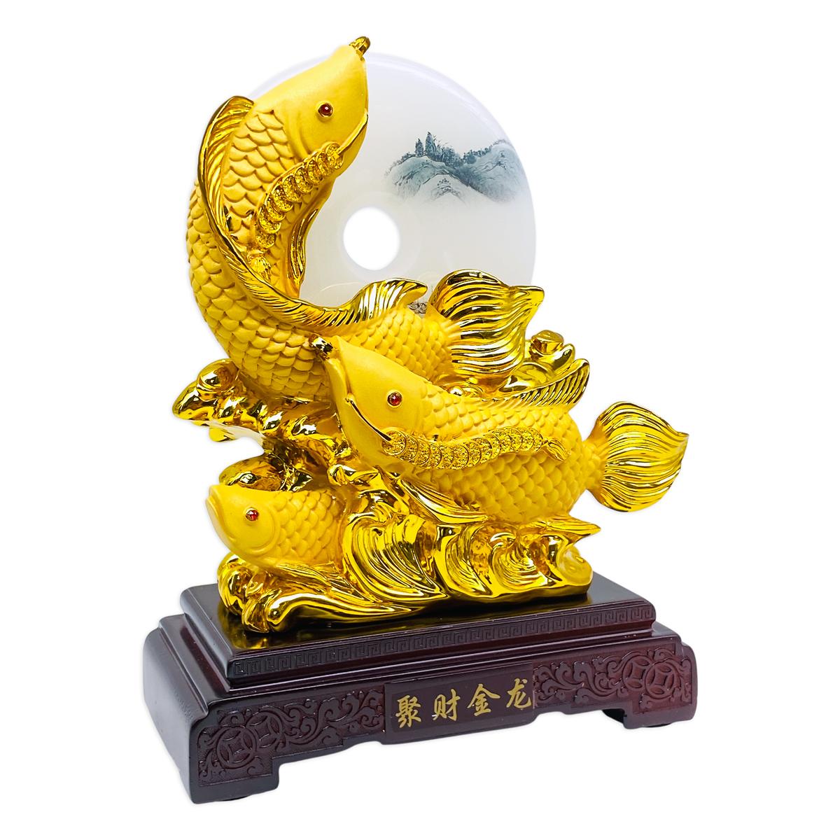 Tượng Phong Thủy Cá Rồng Vàng Kim Long Chiêu Tài - Trang Trí Tết - 25-D25103