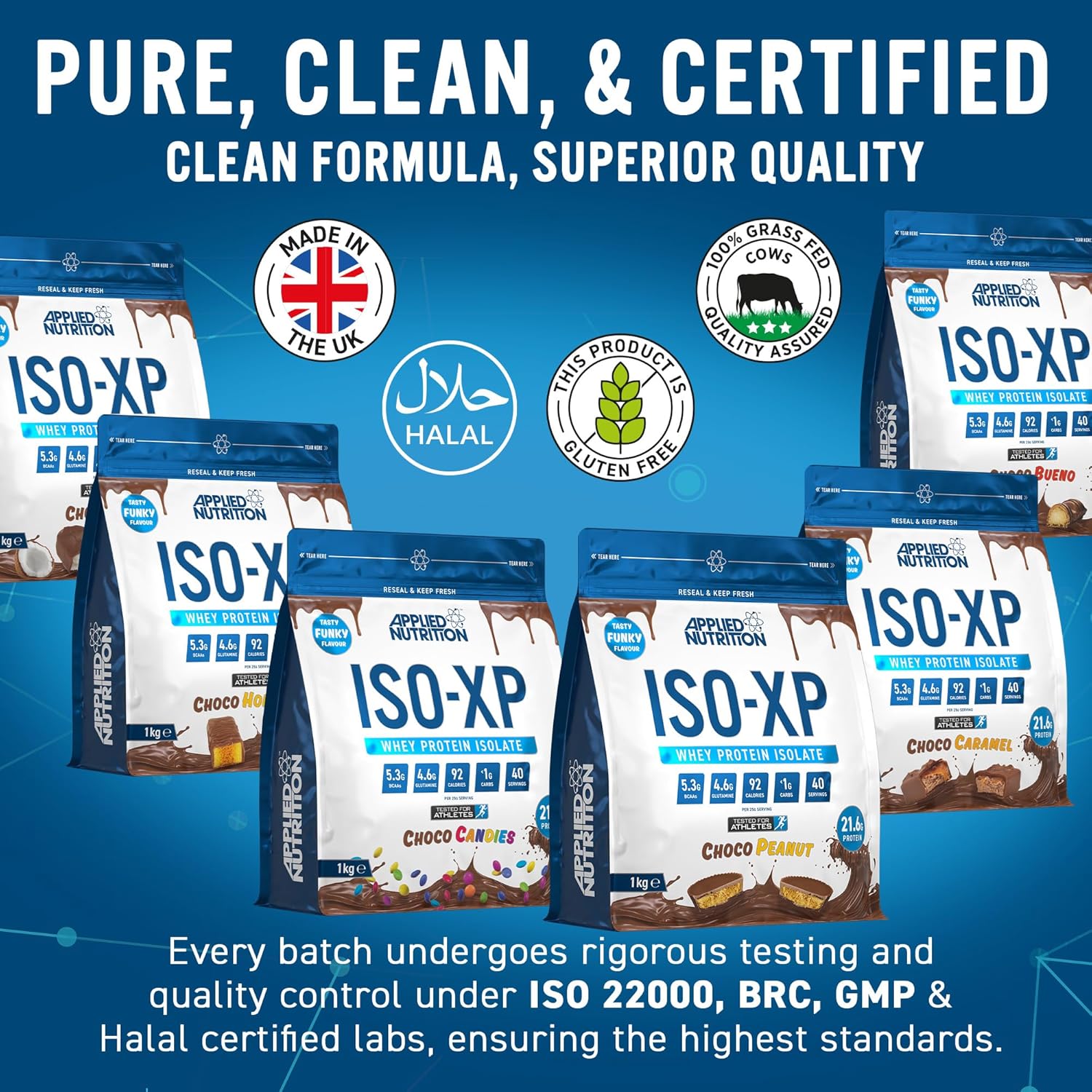 Applied Nutrition ISO-XP 1KG (40 Lần Dùng) 100% Grass Fed Whey Protein Isolate, Hỗ Trợ Phục Hồi và Xây Dựng Cơ