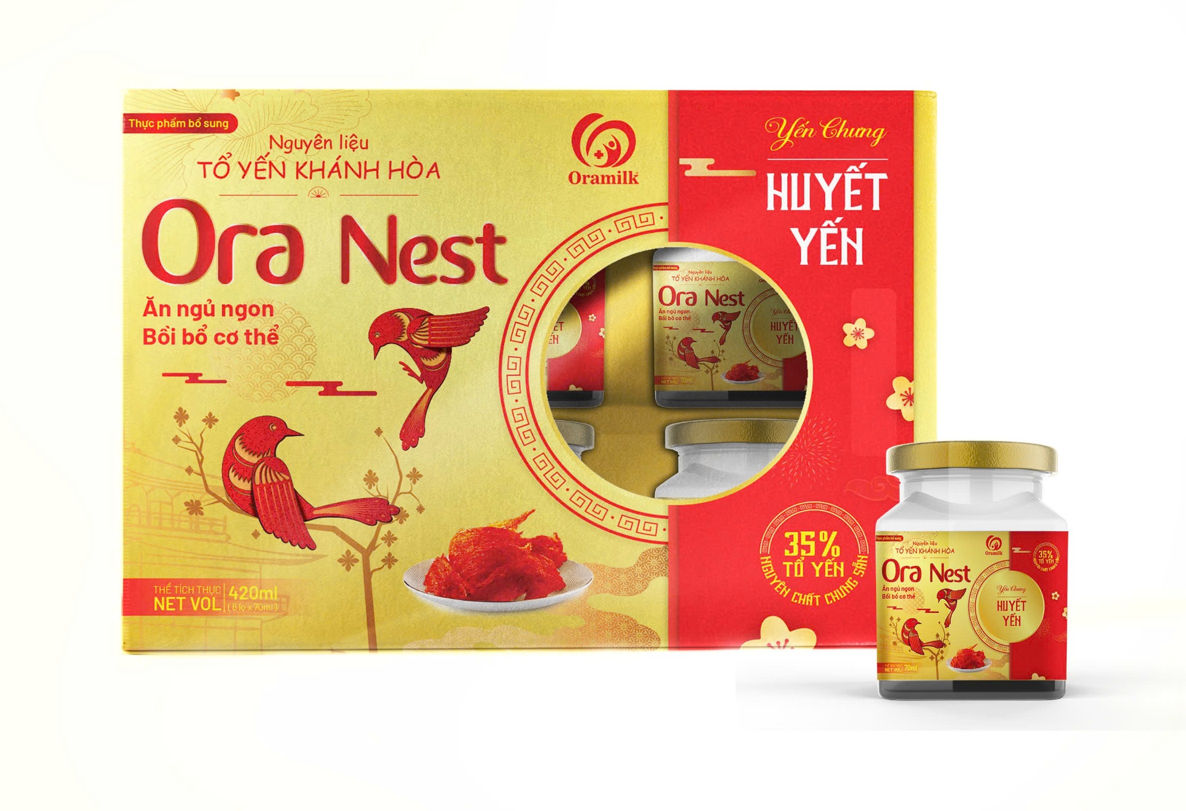 Hộp quà ORA NEST Huyết Yến 420ml (6 lọ x 70ml)