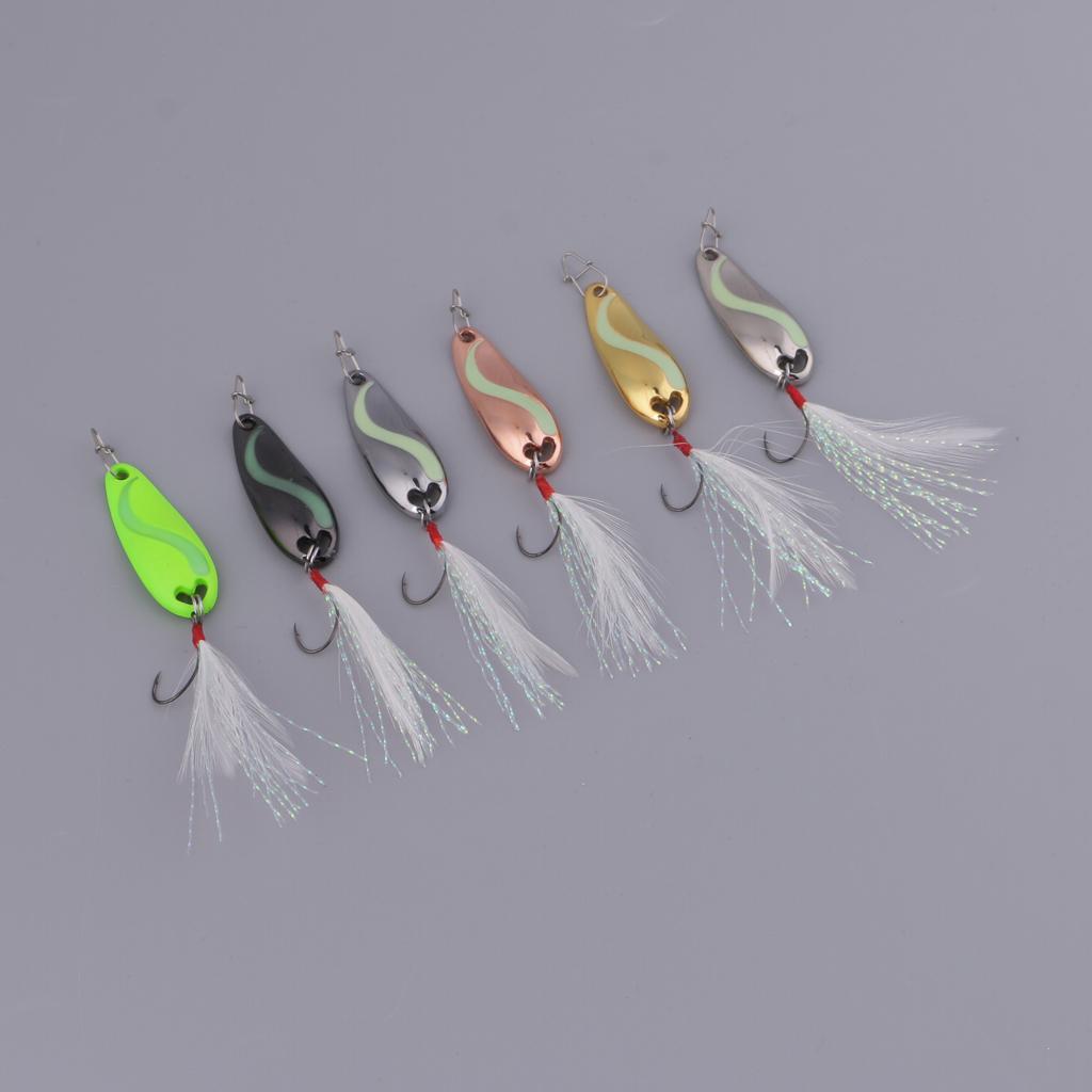 6 Pieces Metal Sequins Fishing Lures Artificial Hard Bait with Barbed Hook
