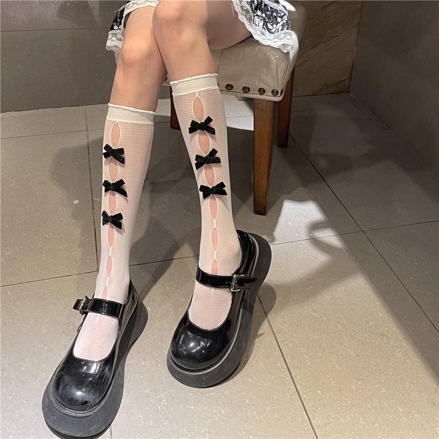 Tất/vớ bắp chân ren lưới,đính nơ dọc phong cách lolita, thoáng mát, cá tính, cosplay Nữ Women