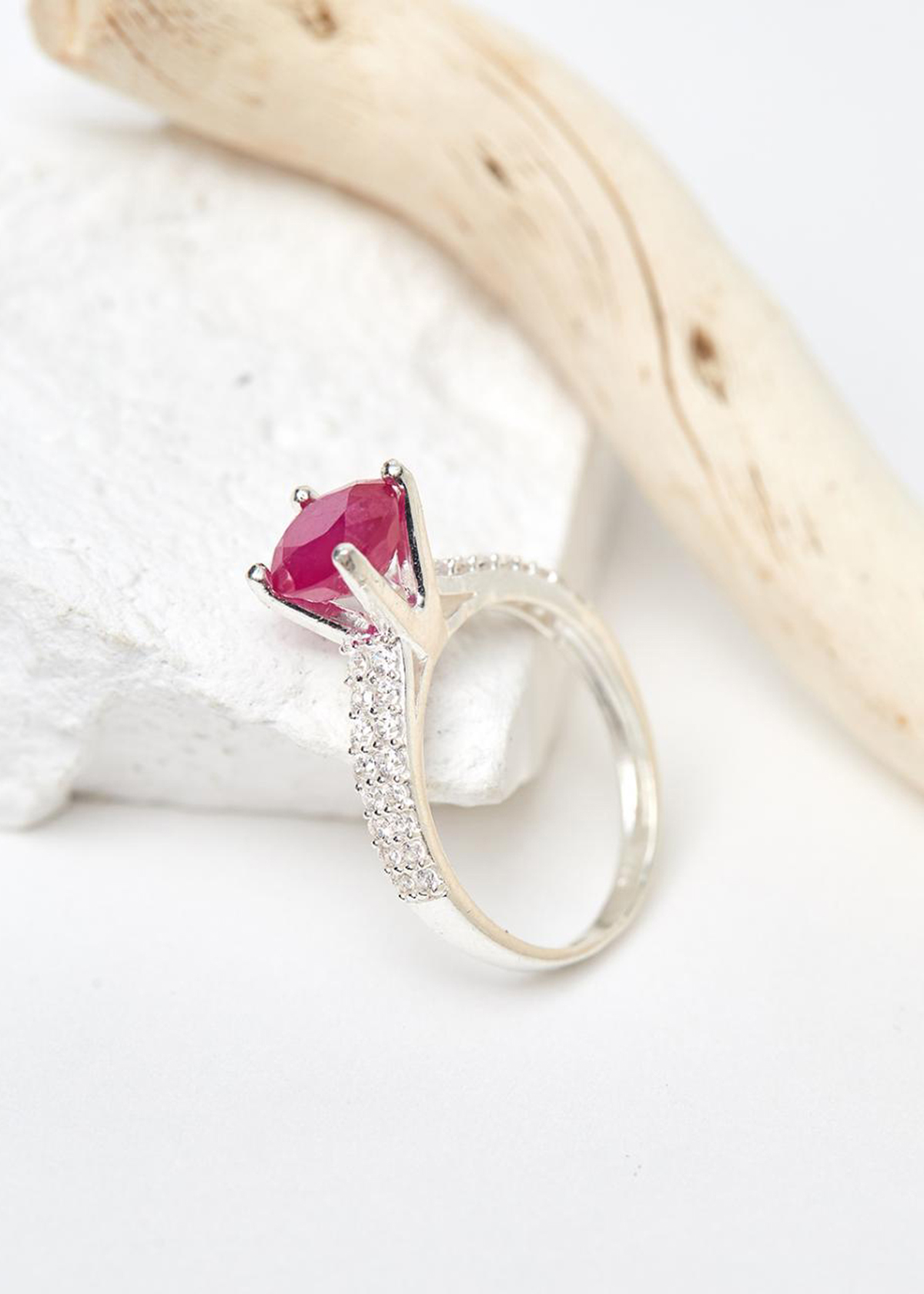 Nhẫn bạc đá ruby ni 17 mệnh hỏa, thổ - Ngọc Quý Gemstones