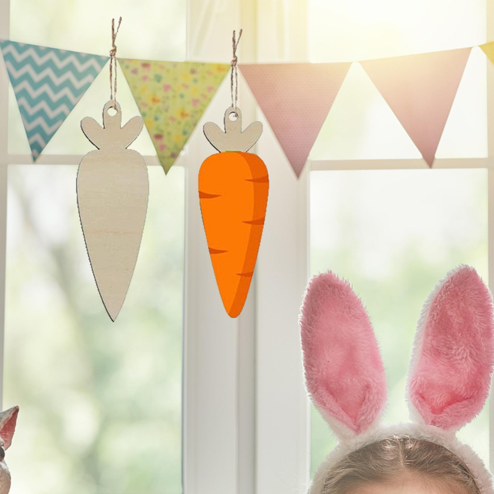 12x Wood Carrot Cutouts DIY Crafts Easter Wooden Carrot for DIY Projects