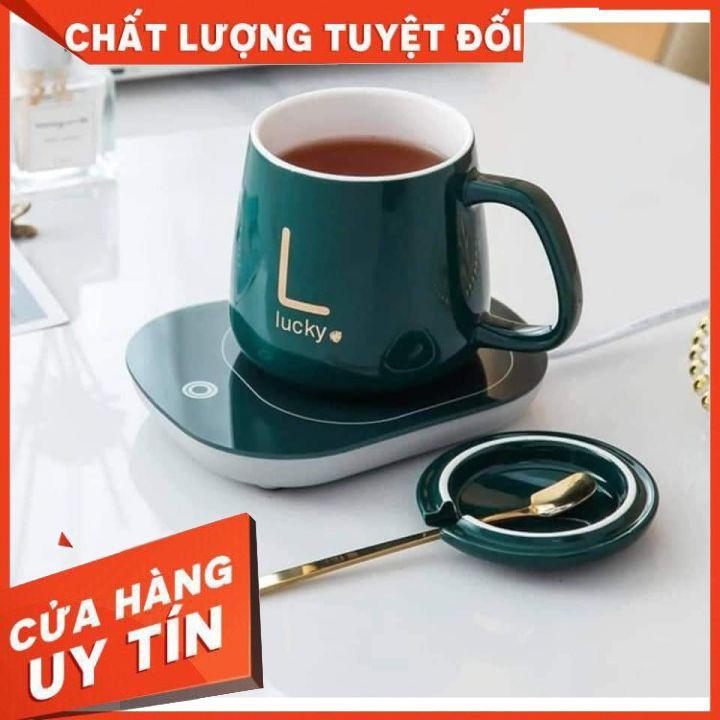 Bộ Máy Làm Hâm Nóng Sữa Đồ Uống Tiện Lợi Kèm Cốc Sứ Lucky Phong Cách Hoàng Gia Siêu Sang