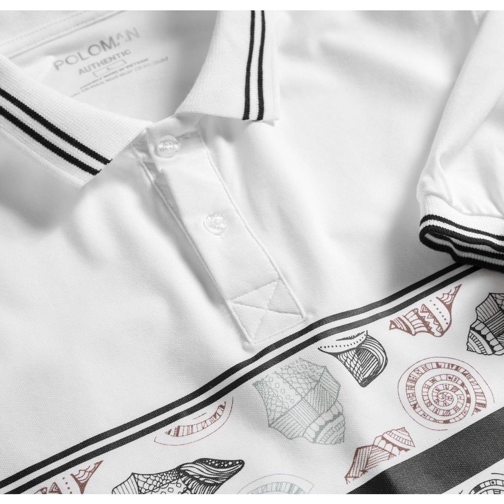 Áo polo nam thời trang FASHION EKING CLOTHING x HOKO thiết kế phối màu trắng sọc hoa văn - chất liệu Poli Cá Sấu Xịn Sò