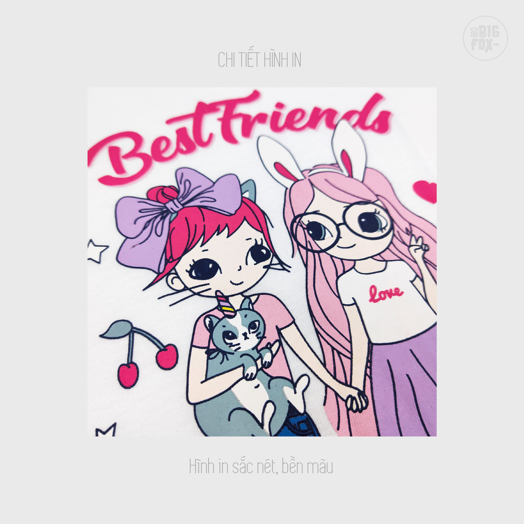 Bộ Bé Gái Miss Meow Bộ Cộc Tay Cho Bé Mùa Hè Chất Cotton In Hình Best Friends, Size 3,4,5,6,7,8,9,10,11 Tuổi