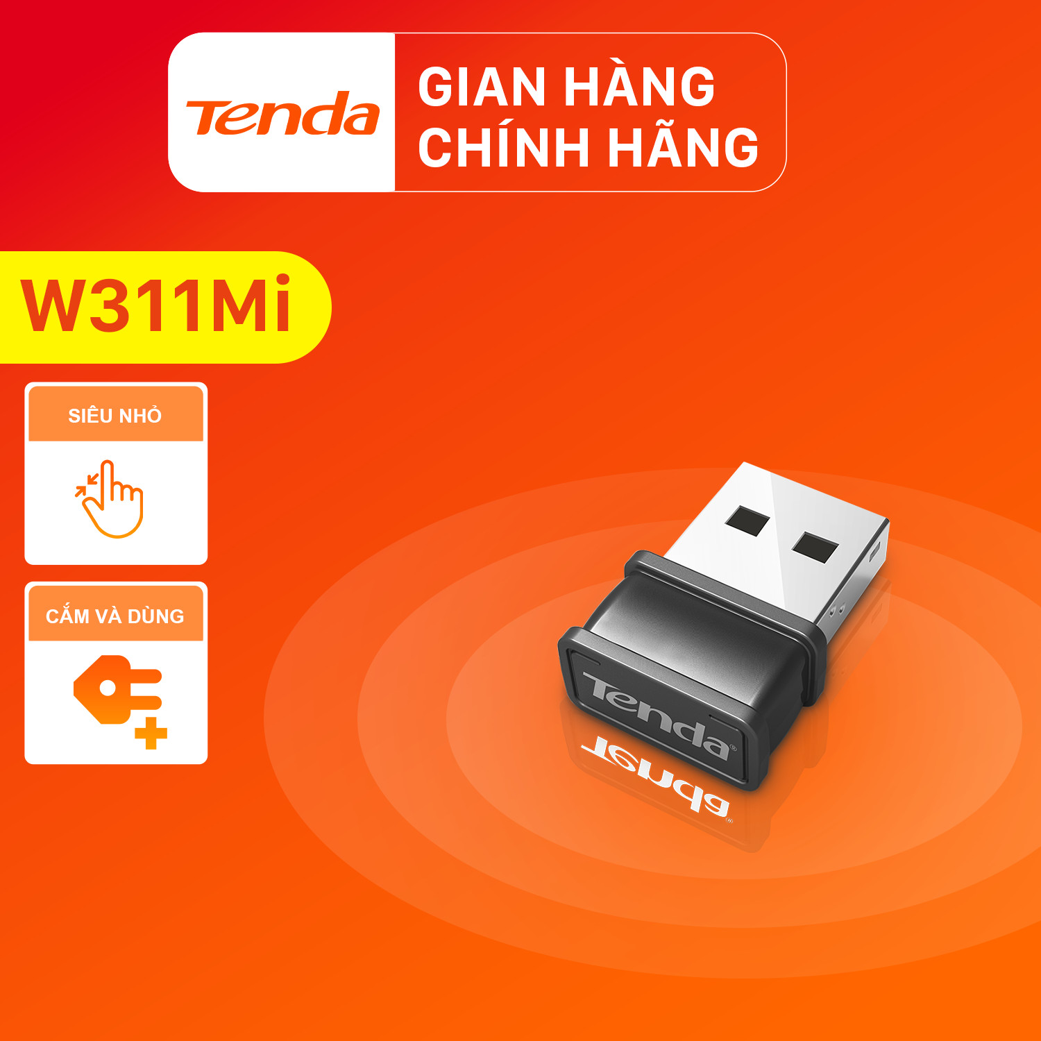 USB kết nối Wifi Tenda W311Mi tốc độ 150Mbps - Hàng Chính Hãng