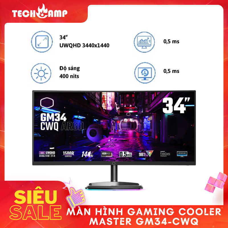 Màn hình Gaming Cooler Master GM34-CWQ - Hàng chính hãng