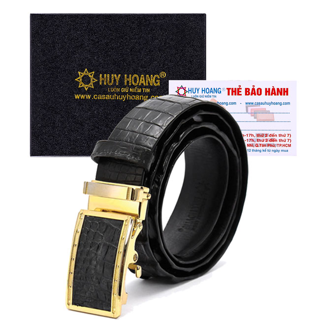 HJ4207-08-09-44 - Thắt lưng nam da cá sấu gai lưng màu đen, nâu đỏ, vàng, nâu đất