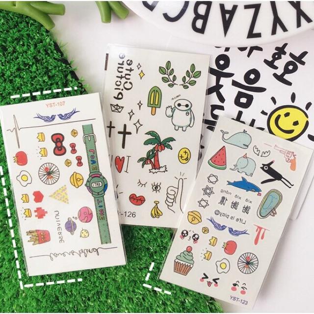 Set Mini 1 tấm tatto Bộ Nhiều Mẫu anime Hình Xăm Dán, Hình Xăm mini Tattoo Cao Cấp