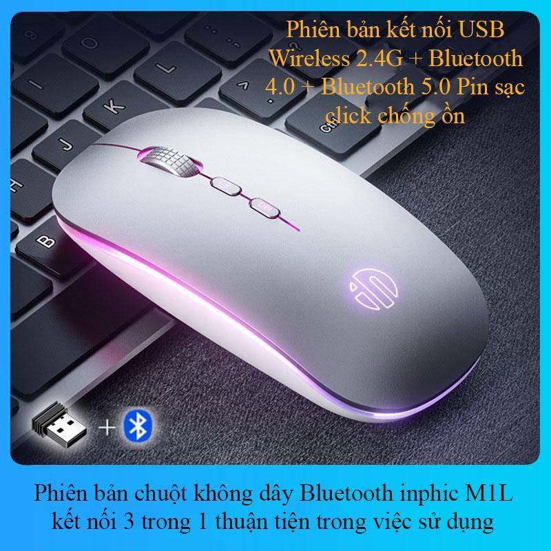 Chuột Không Dây Wireless Bluetooth Pin Sạc Inphic M1L, Chống Ồn, Siêu Nhạy Phù Hợp Sử Dụng Cho Văn Phòng, Chơi Game- Hàng chính hãng