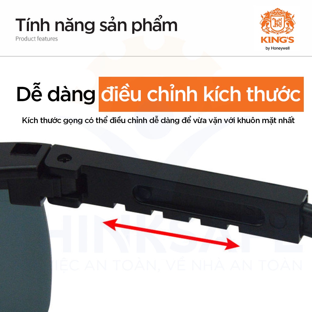 Kính bảo hộ Honeywell King'S KY152, bảo vệ mắt chống bụi đi đường, chắn gió, chống tia uv - Thinksafe