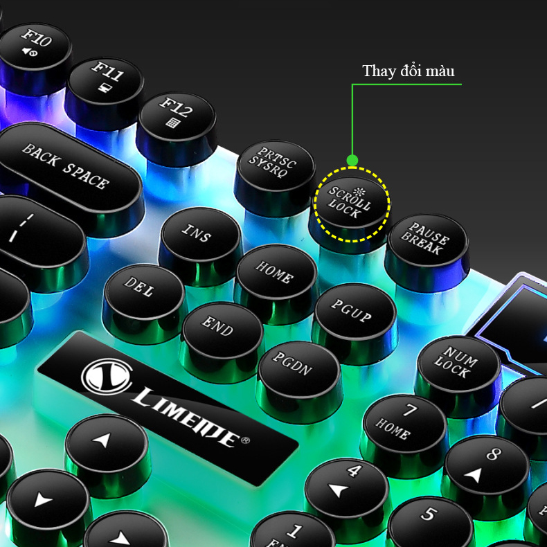 Bộ bàn phím và chuột GTX 300 nút tròn ,bàn phím giả cơ, đèn Led 7 màu - K1308