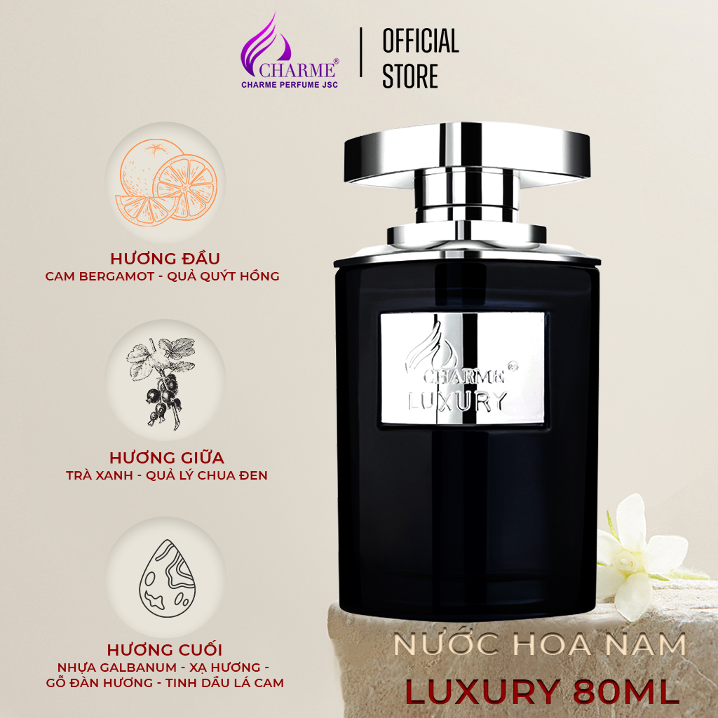 Nước hoa nam cao cấp, Charme Luxury, lưu hương lâu, hương mát lạnh pha chút nồng ấm, 80ml