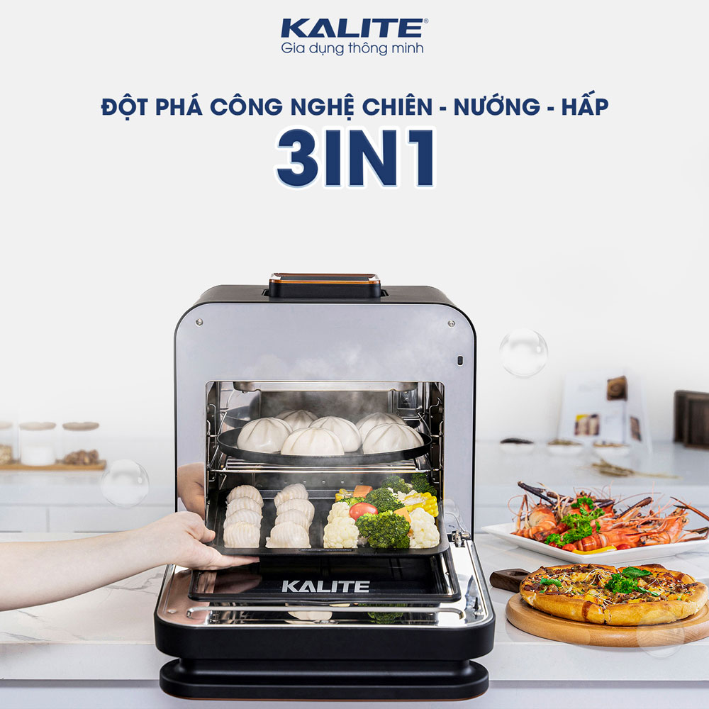 Nồi Chiên Hấp Kalite Steam Pro, 15Lit - 2620W, Hấp Chiên 2in1, Hàng Chính Hãng