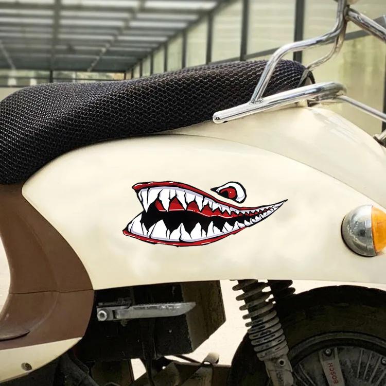 "Shark Mouth" Sticker Phản quang Xe máy Xe tay ga bên Decal Dán trang trí vui nhộn