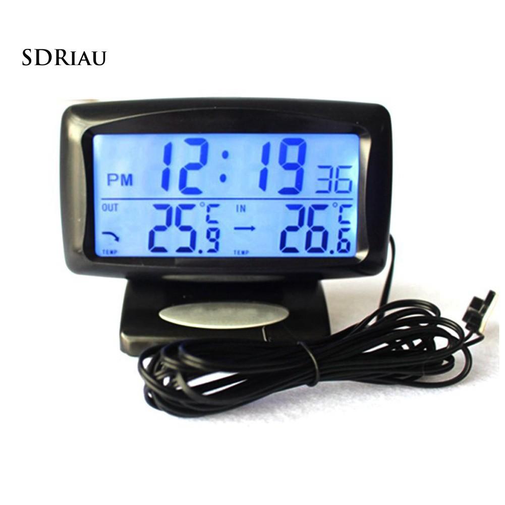 Đồng Hồ Điện Tử Màn Hình Lcd Hiển Thị Nhiệt Độ Và Độ Ẩm Cho Xe Hơi