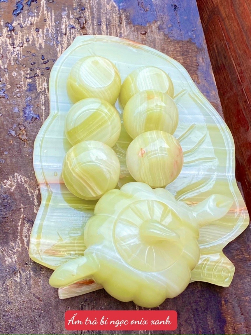 Bộ ấm trà lá bí đá ngọc Onyx