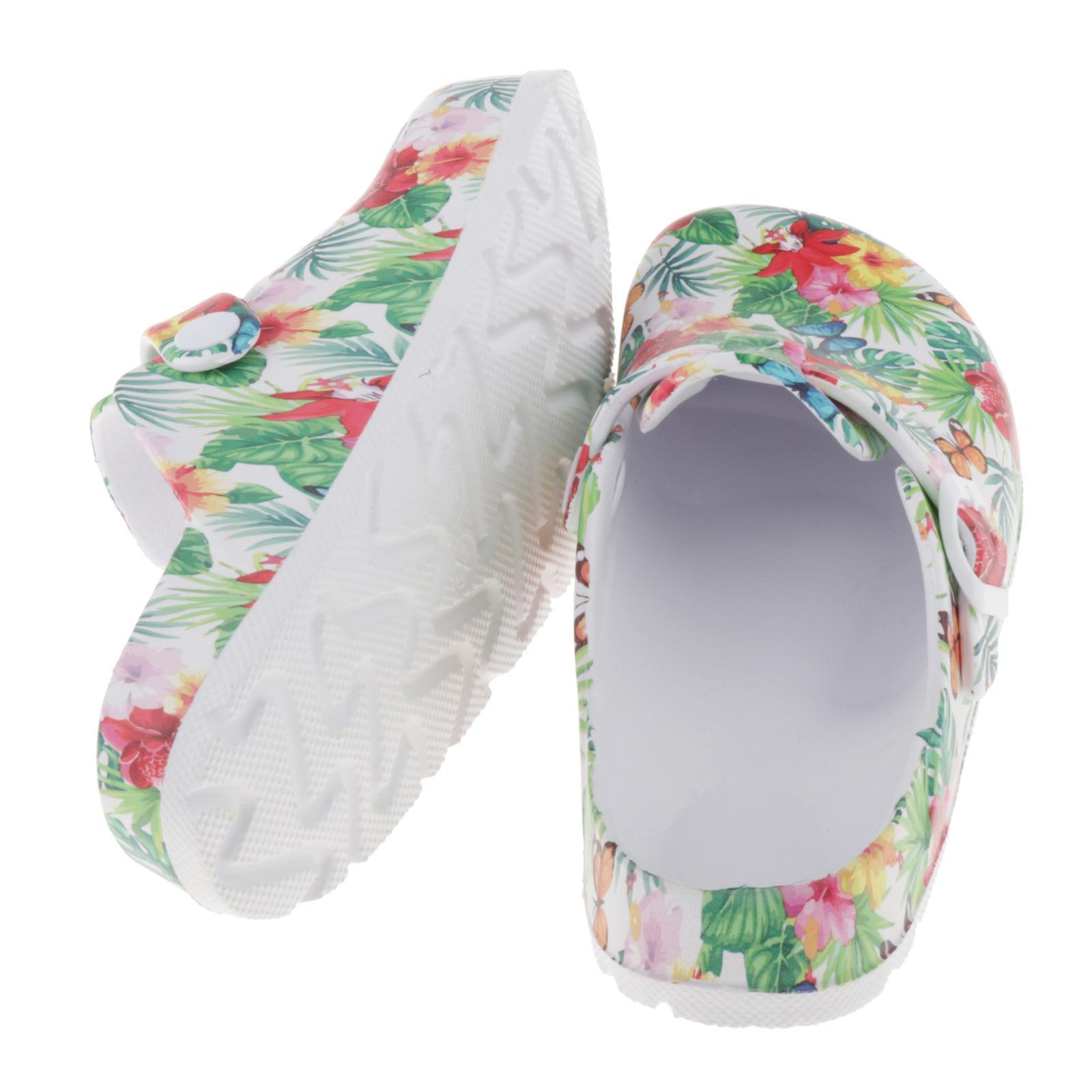 2 Pairs Womens Flower Printed Chef Clogs Shoes Non Work Nursing Shoes