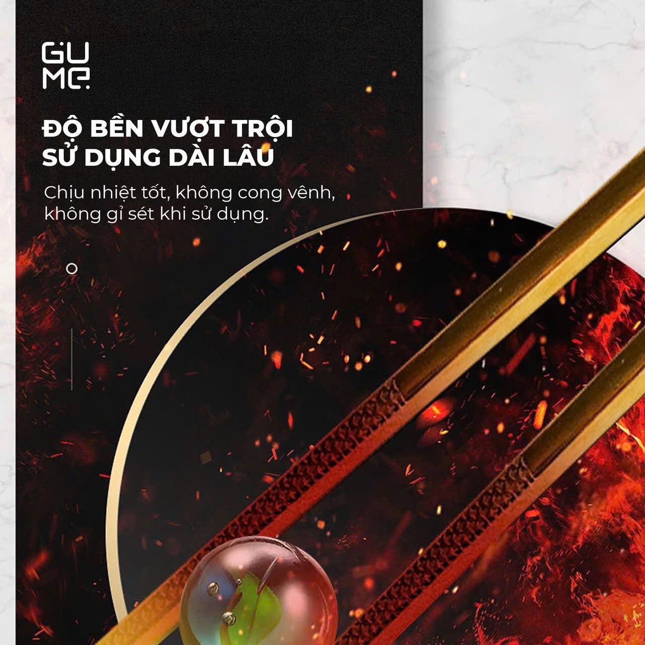 BỘ 10 ĐÔI ĐŨA INOX 316 HOA VĂN CHỐNG TRƠN GUME hàng chính hãng