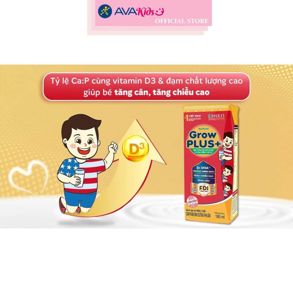 Thùng 48 hộp sữa pha sẵn Nutifood GrowPLUS+ đỏ hương vani 110 ml cho trẻ suy dinh dưỡng, thấp còi (từ 1 tuổi)