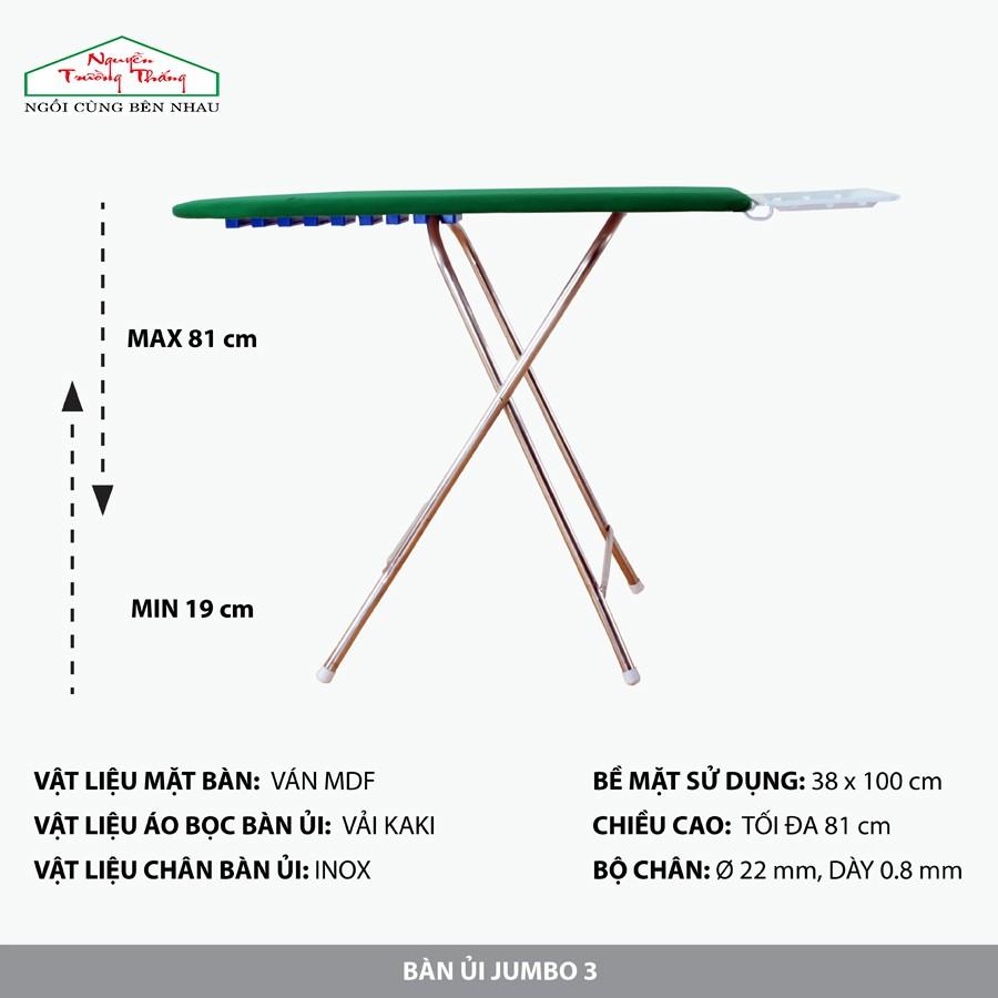 Bàn Để Ủi Cầu Là Quần Áo Dạng Đứng Jumbo 03 Kích Thước: 38x100cm - Nguyễn Trường Thắng - Tăng Đưa Cao Thấp- Tiện Lợi - Có Kệ Đỡ Bàn Ủi