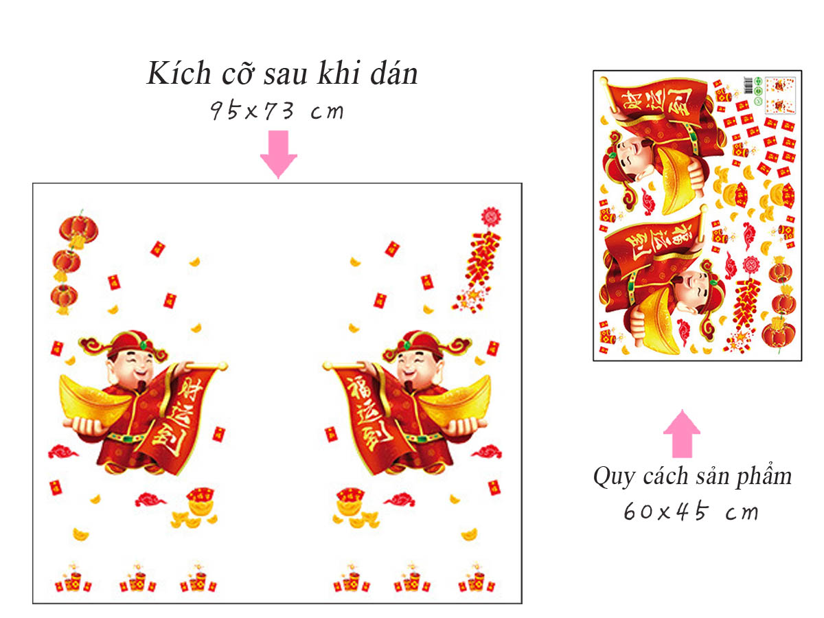 Decal trang trí tết- thần tào gõ cửa