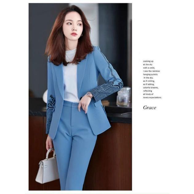 SET BỘ VEST TAY PHỐI HỌA TIẾT SANG TRỌNG